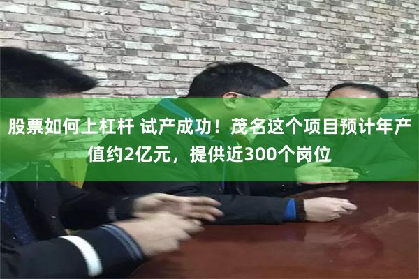 股票如何上杠杆 试产成功！茂名这个项目预计年产值约2亿元，提供近300个岗位