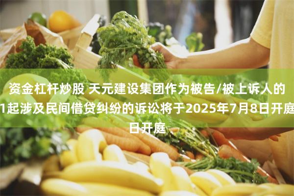 资金杠杆炒股 天元建设集团作为被告/被上诉人的1起涉及民间借贷纠纷的诉讼将于2025年7月8日开庭