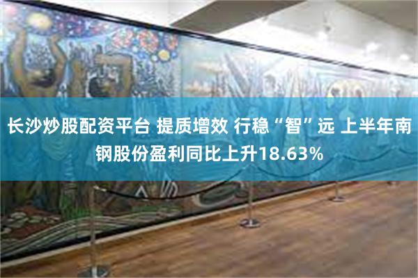 长沙炒股配资平台 提质增效 行稳“智”远 上半年南钢股份盈利同比上升18.63%