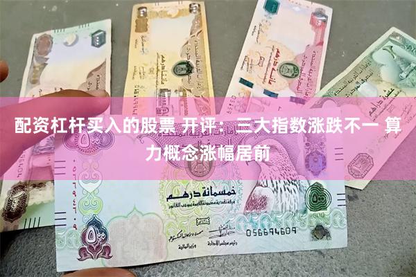 配资杠杆买入的股票 开评：三大指数涨跌不一 算力概念涨幅居前